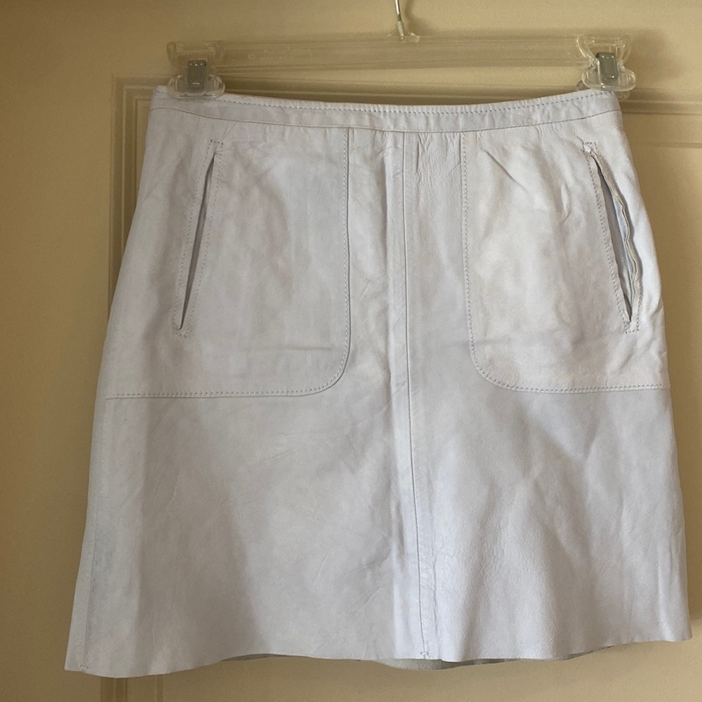Light Blue Genuine Leather French Connection Skirt